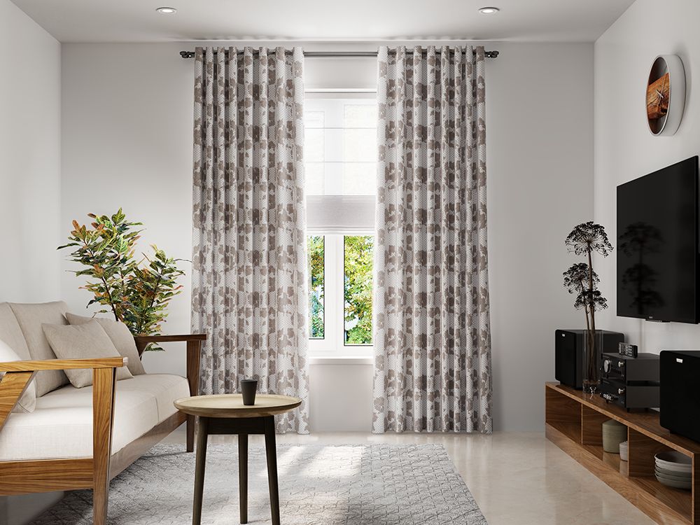 Rèm vải kết hợp mành roman