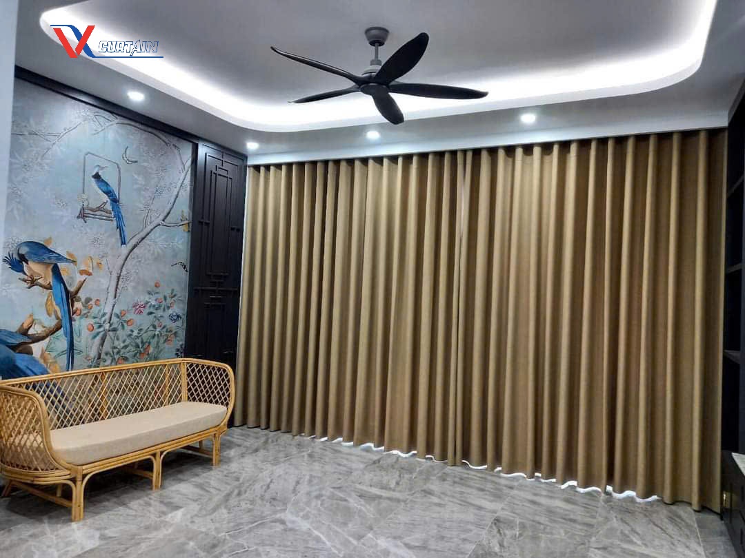Rèm vải đơn sắc hướng phòng ngủ thiếu sáng