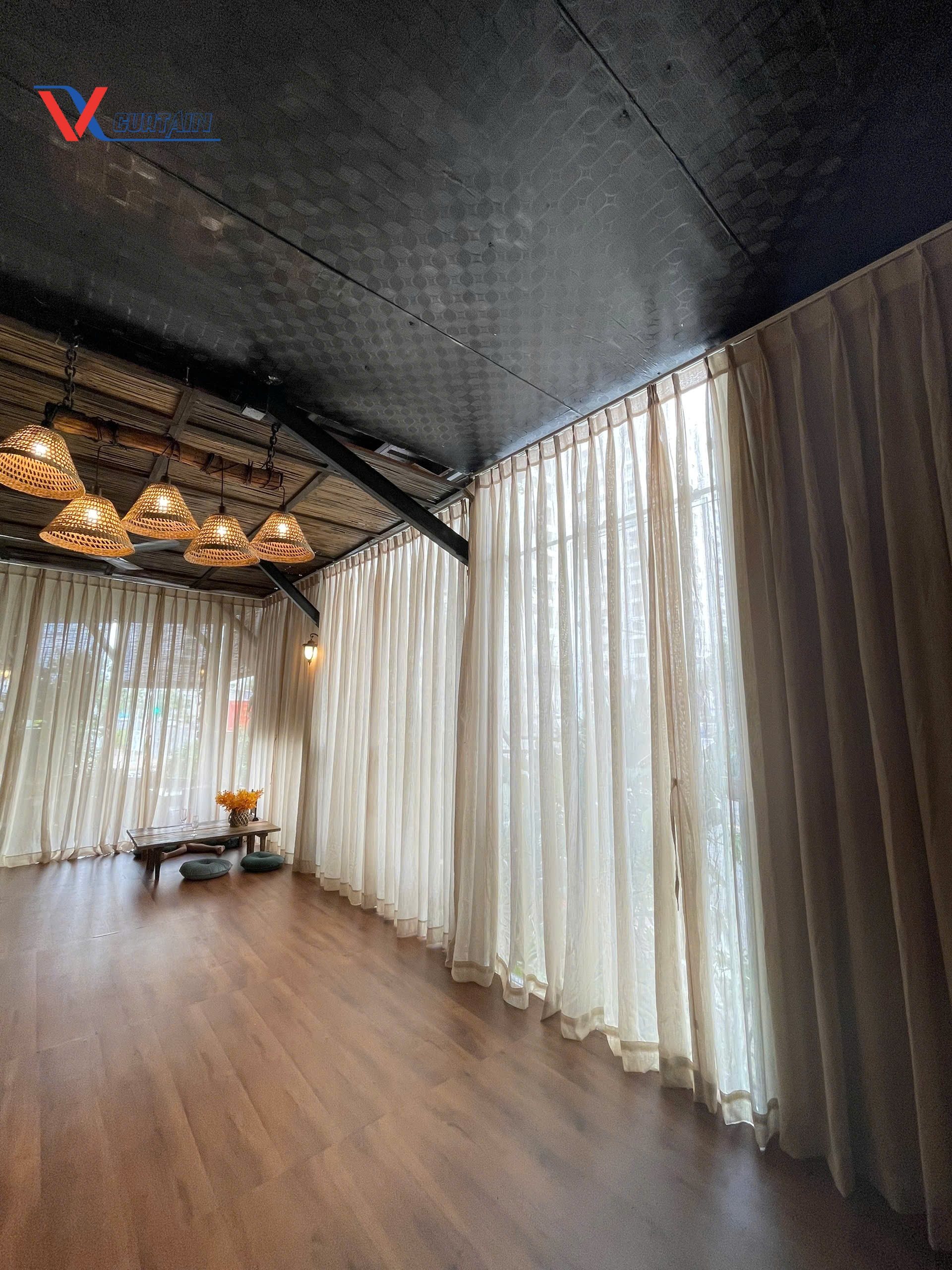 Công Trình Rèm Linen Nhà Hàng Chay Tịnh Vị tại Phú Mỹ Hưng